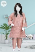 4416 - Girls 3Pcs Embroidered & Stitched Net Midi Shirt