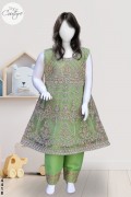 4418 - Girls 3Pcs Embroidered & Stitched Net Frock