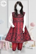 4420 - Girls 3Pcs Embroidered & Stitched Cotton Frock