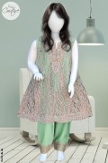 4422 - Girls 3Pcs Embroidered & Stitched Net Frock