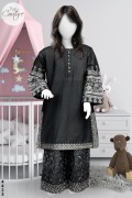 4423 - Girls 3Pcs Embroidered & Stitched Cotton Midi Shirt