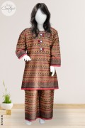 4424 - Girls 3Pcs Embroidered & Stitched Cotton Midi Shirt