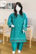 4433 - Girls 3Pcs Embroidered & Stitched Chiffon Midi Shirt