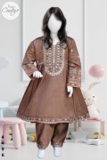 4496 - Girls 3Pcs Embroidered & Stitched Khadar Frock