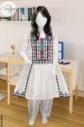 4522 - Girls 3Pcs Embroidered & Stitched Cotail Frock