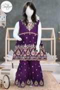 4549 - Girls 3Pcs Embroidered & Stitched Chiffon Sharara