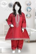 4553 - Girls 3Pcs Embroidered Stitched Khadar Frock