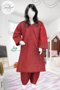 4567 - Girls 3Pcs Embroidered & Stitched Khadar Midi Shirt