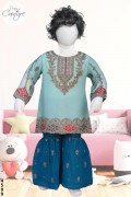 4599 - Baby Girls 2Pcs Embroidered & Stitched Chiffon Sharara