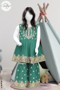 4602 - Girls 3Pcs Embroidered & Stitched Chiffon Sharara