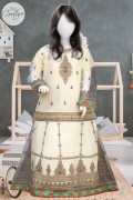 4609 - Girls 3Pcs Embroidered & Stitched Net Lehnga