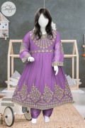 4624 - Girls 3Pcs Embroidered & Stitched Chiffon Frock