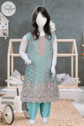 4629 - Girls 3Pcs Embroidered &Stitched Net Midi Shirt