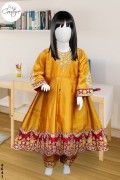 4641 - Girls 3Pcs Embroidered & Stitched Cotton Frock