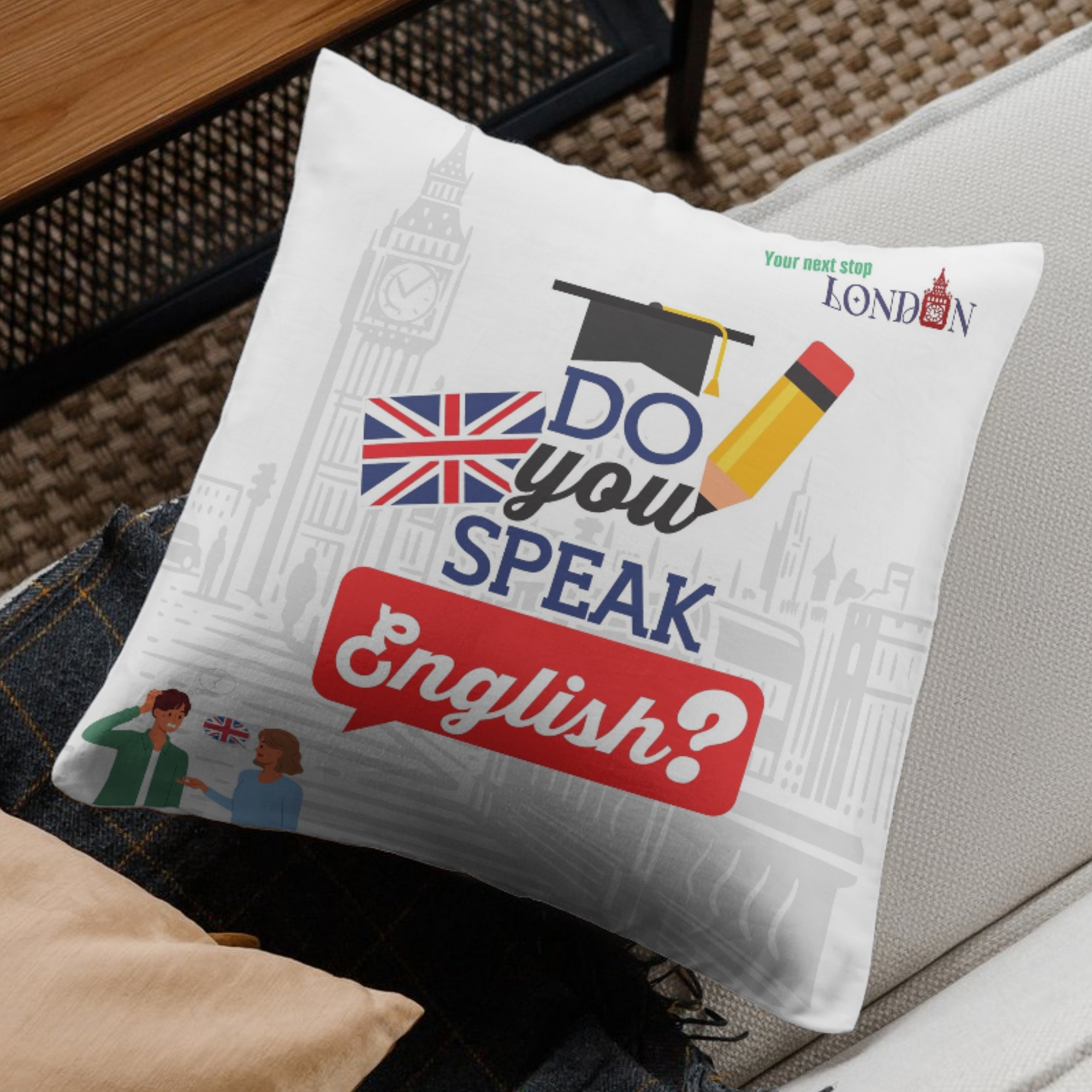 London English Learning Cushion – Speak with Confidence