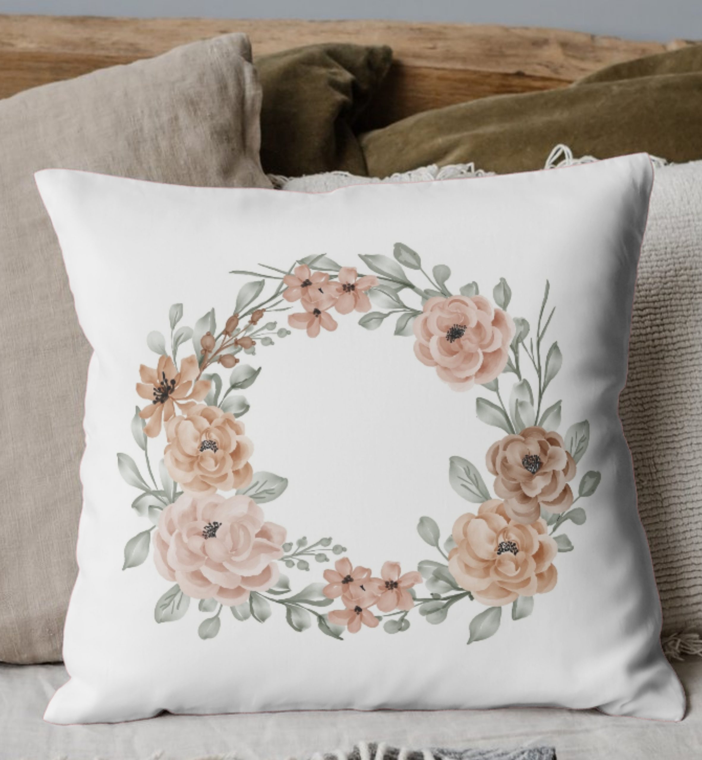Floral Wreath Decorative Cushion