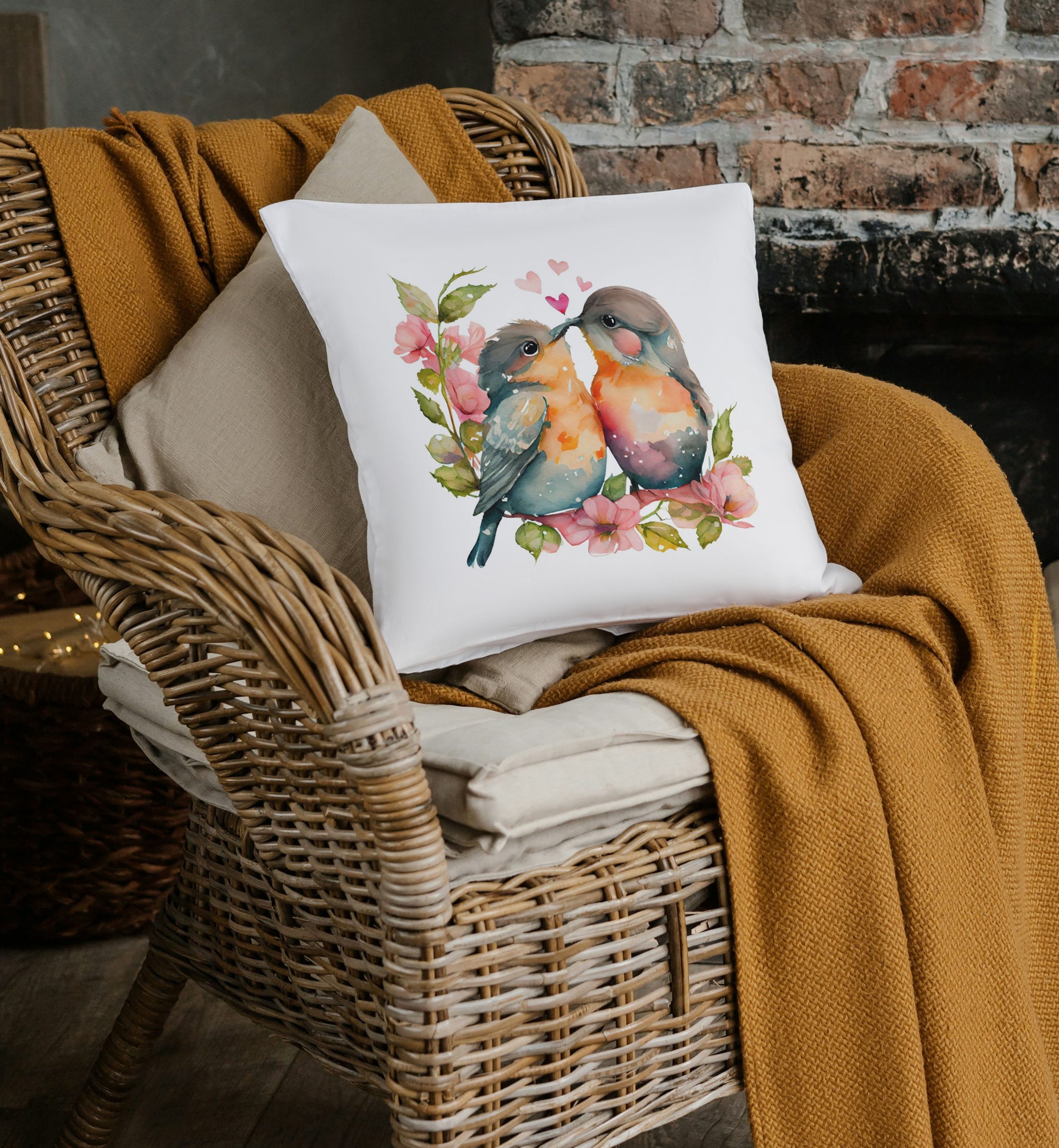 Romantic Love Birds Decorative Cushion