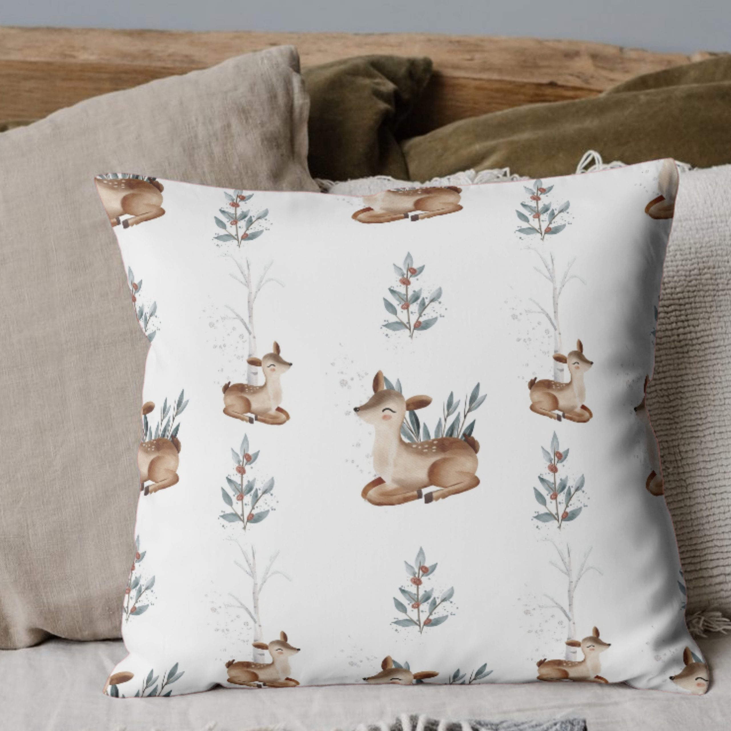 Adorable Woodland Deer Decorative Cushion