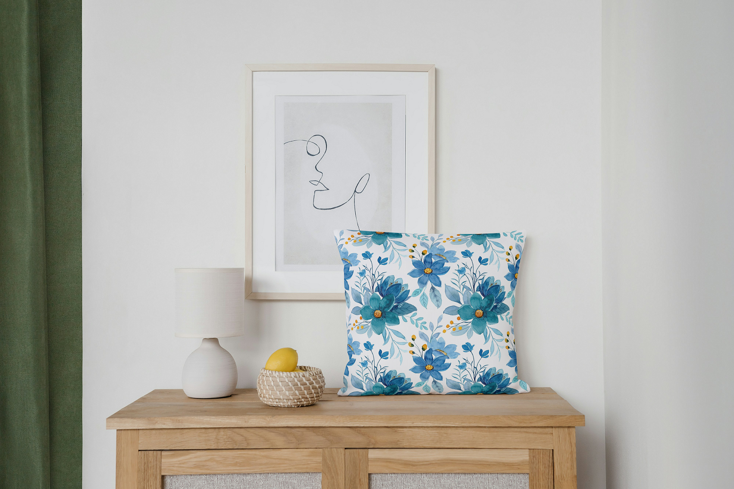 Azure Bloom Elegance Cushion