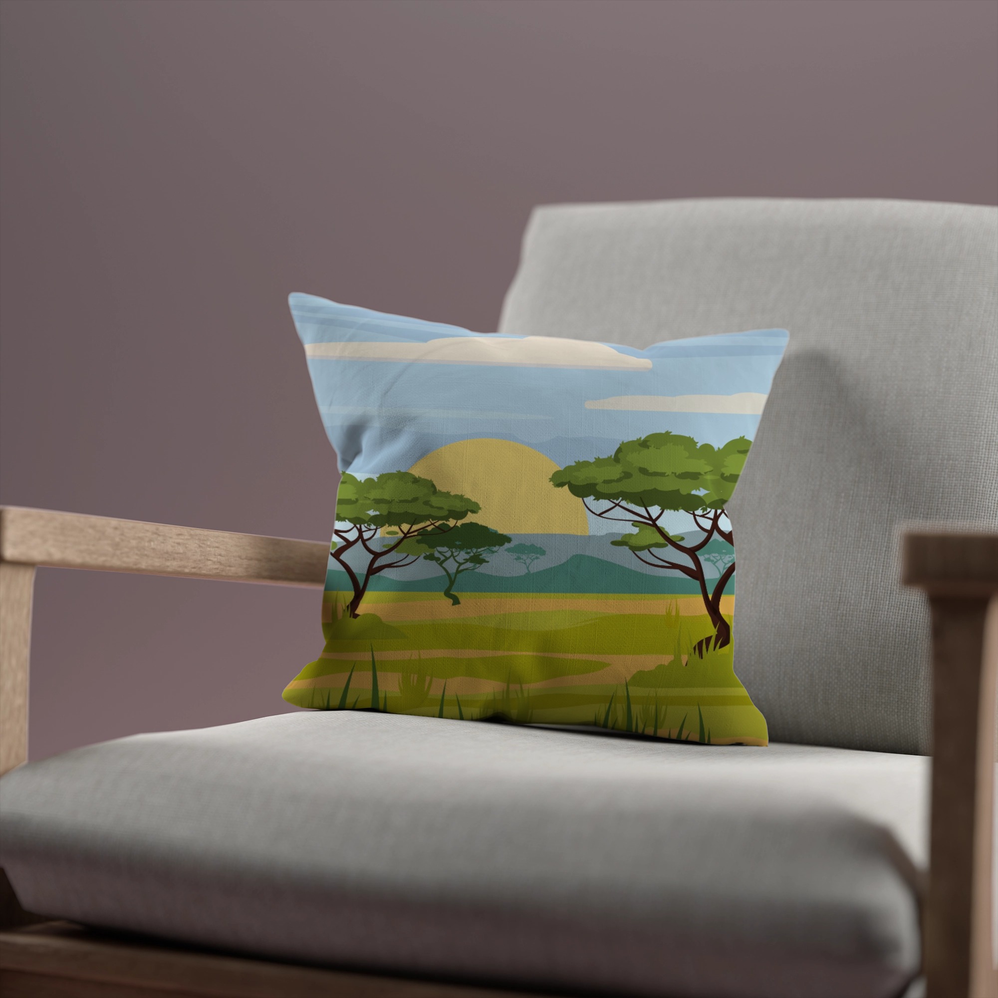 Sunset Safari Cushion – A Tranquil Touch of the Wild
