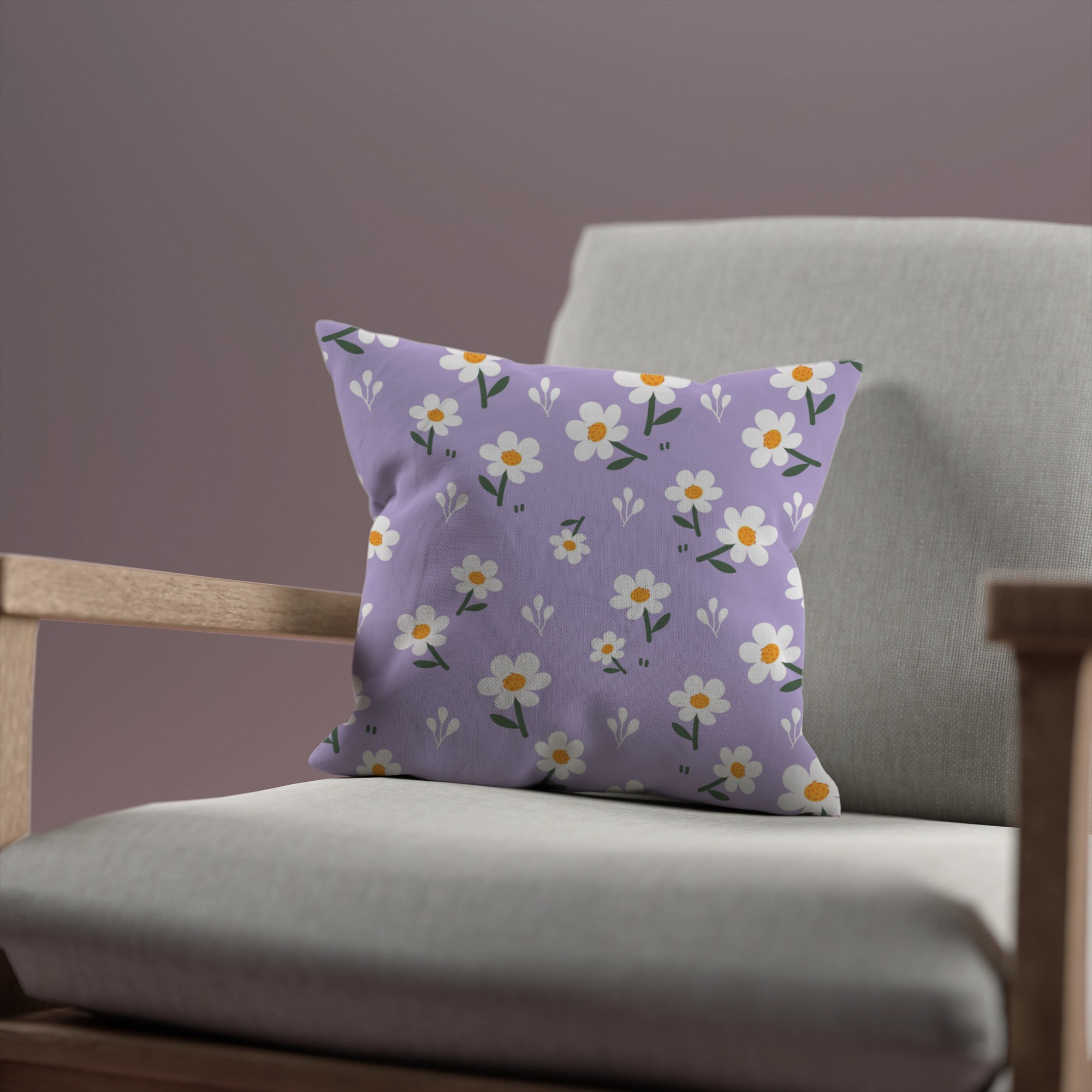 Floral Daisy Purple Decorative Cushion