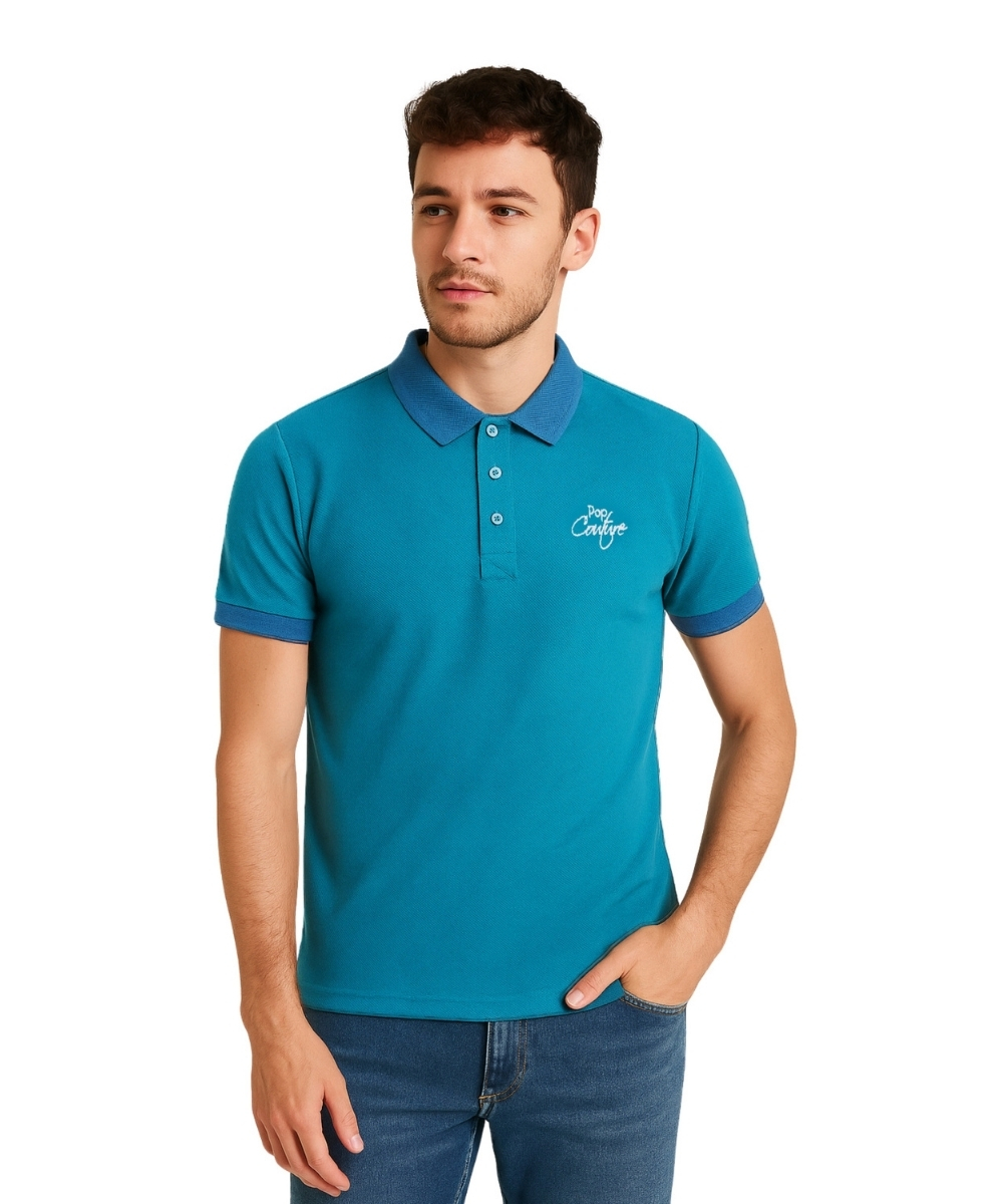 Men’s Zinc Polo Shirt with Jacquard Collar – Short Sleeves