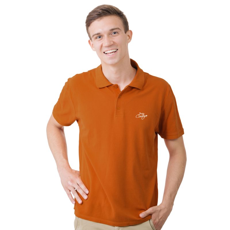 Men’s Mustard Casual Polo Shirt with Jacquard Collar – Short Sleeves
