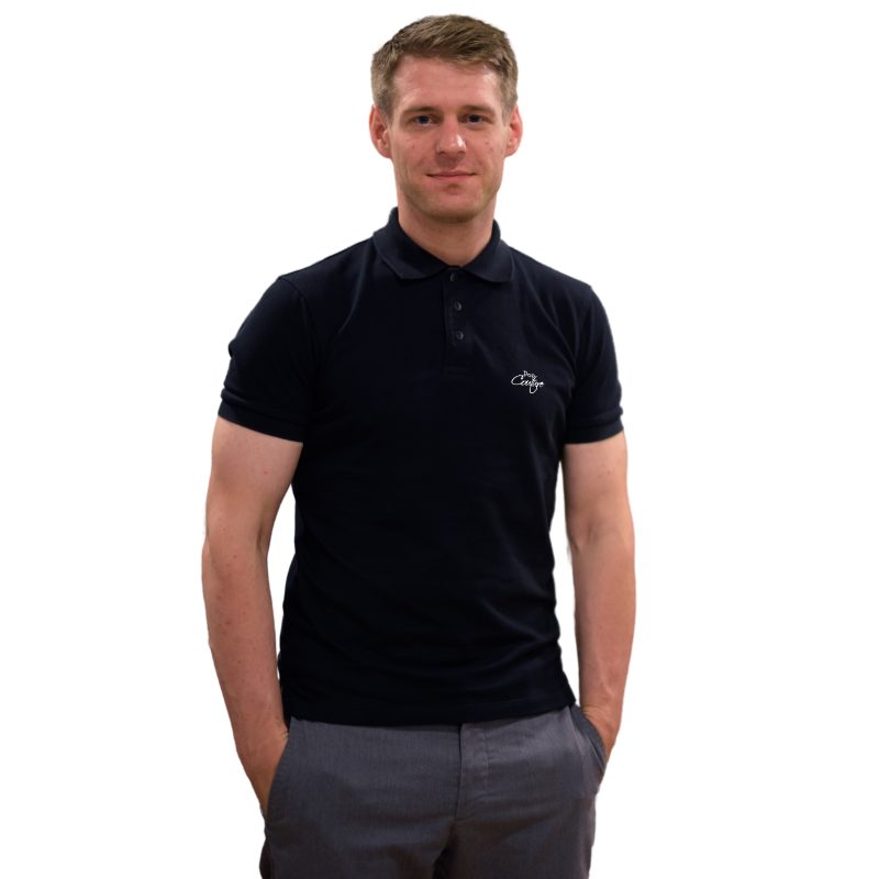 Men's Black Casual Polo Shirt with Jacquard Collar – Short Sleeves