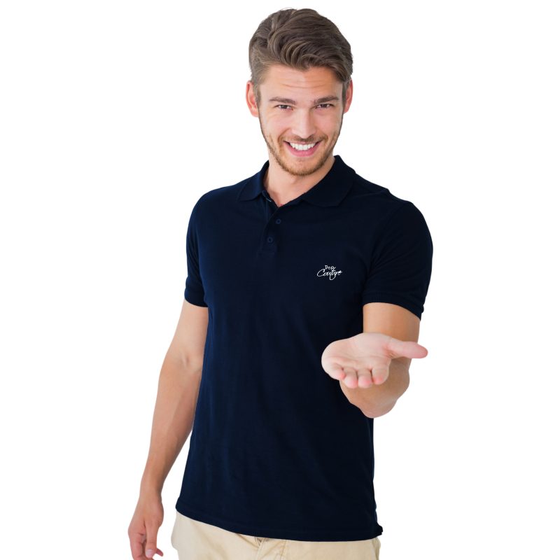 Men’s Navy Casual Polo Shirt with Jacquard Collar – Short Sleeves
