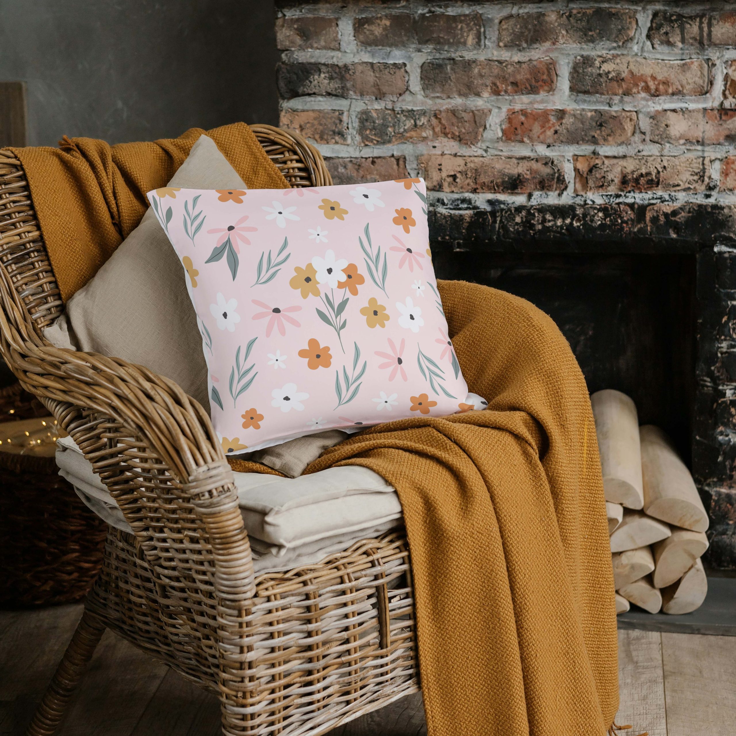 Pastel Floral Cushion ? Soft Pink Bloom Throw Pillow