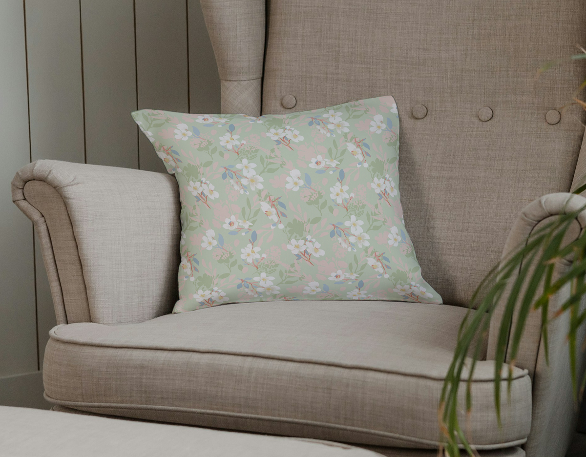 Pastel Blossom Cushion - Soft Floral Comfort