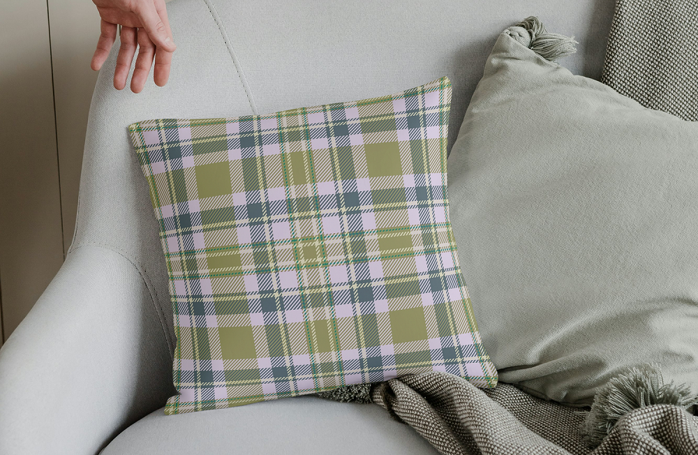 Olive Green Plaid Cushion-Classic Tartan Throw Pillow