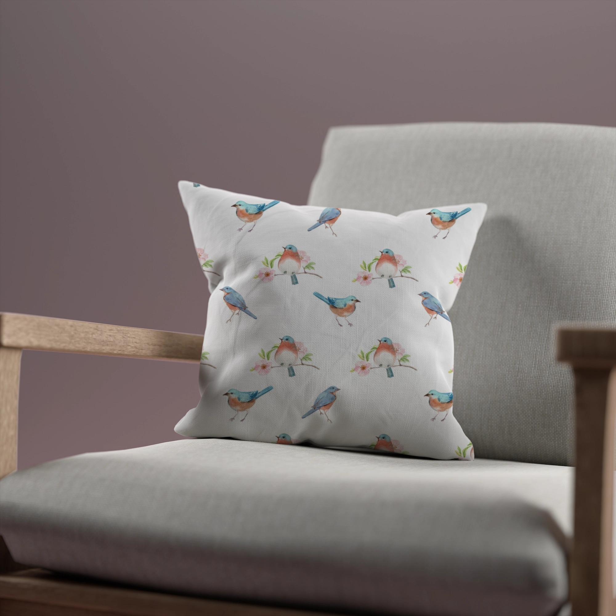 Watercolor Bluebird Cushion-Nature-Inspired Throw Pillow