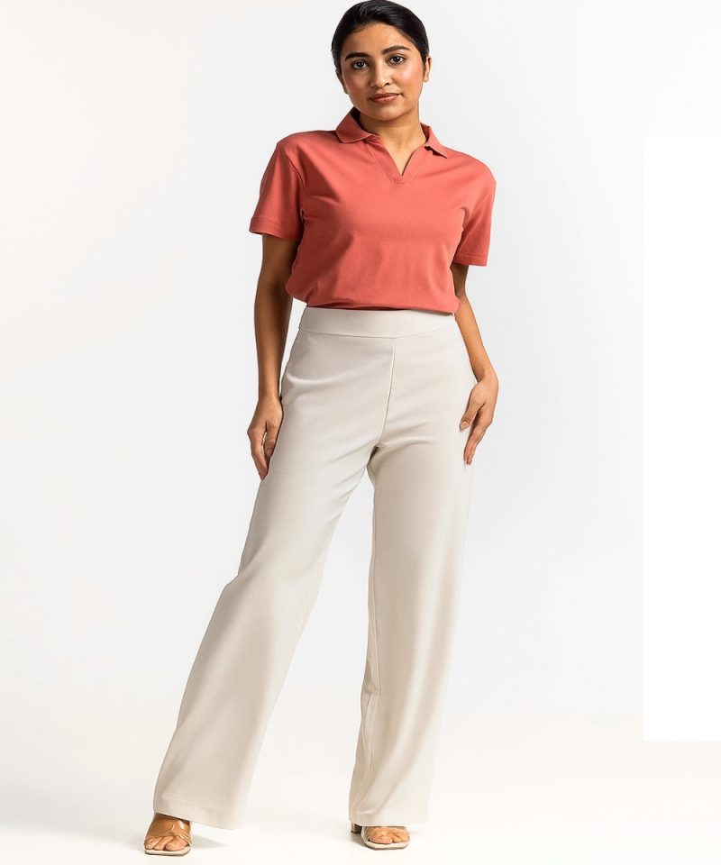 Women’s Cotton V-Neck Polo Shirt – Regular Fit