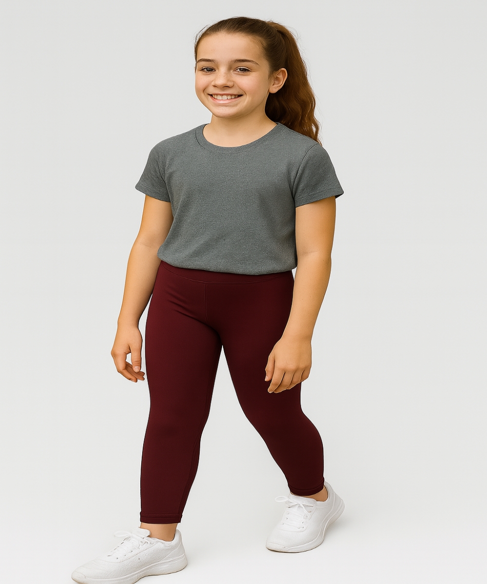 Girls Mehroon Premium Polyester Leggings