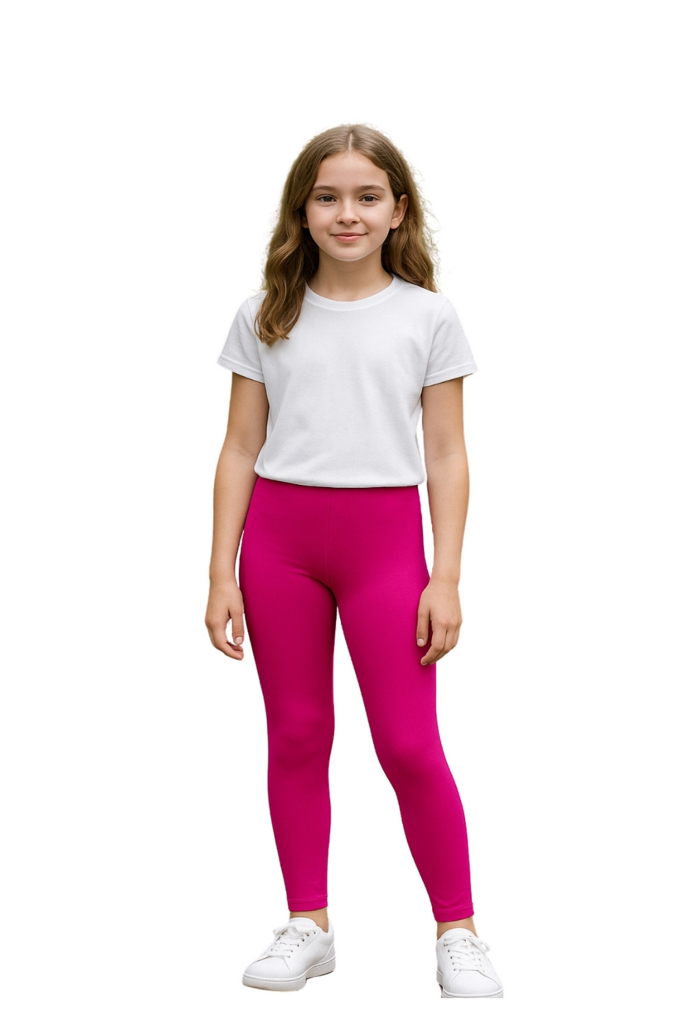 Girls Fuchsia Full-Length Polyester Leggings