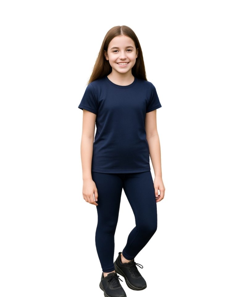 Girls Navy Premium Polyester Sports Activewear & Leggings
