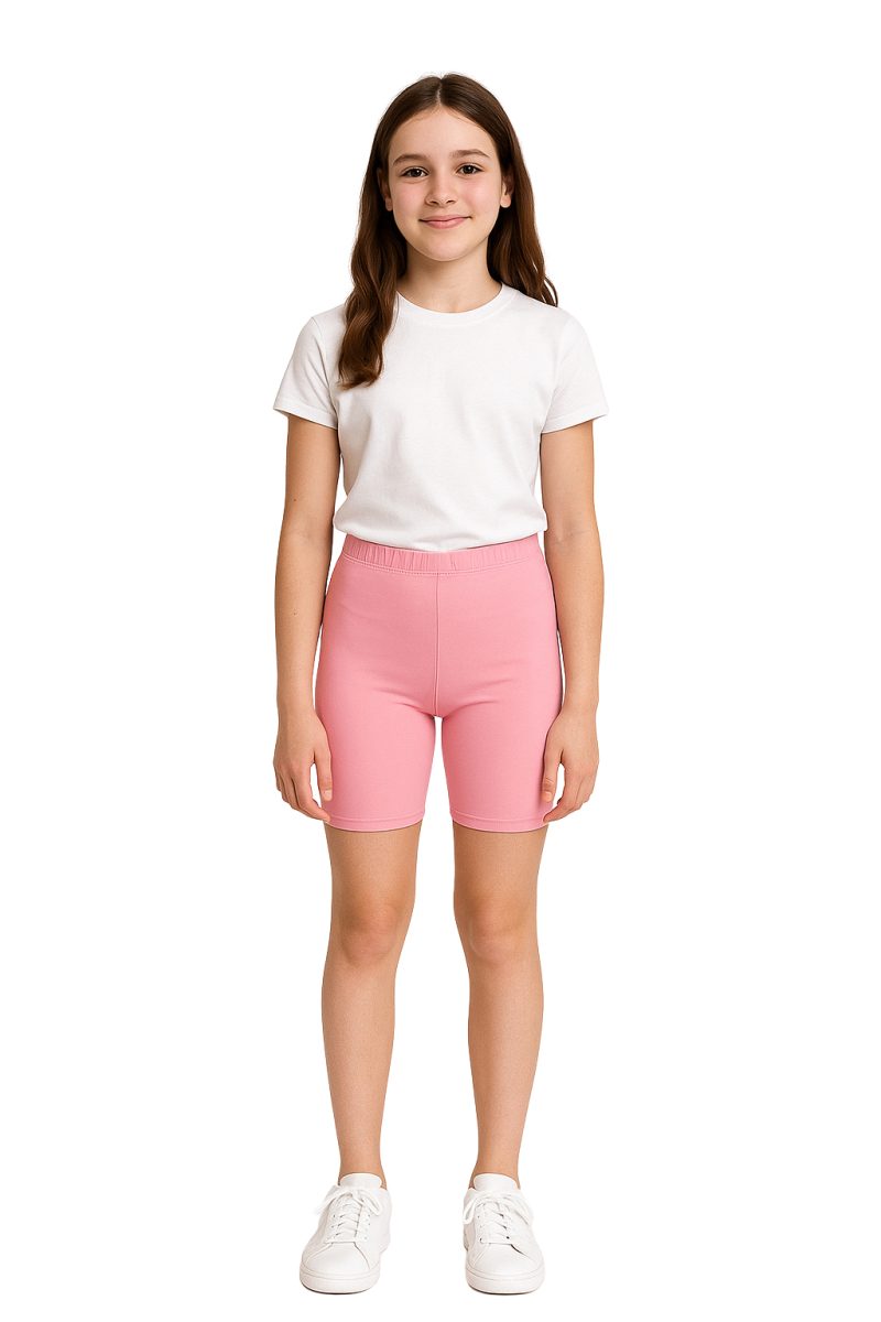 Girls Premium Baby Pink Polyester Cycling Shorts