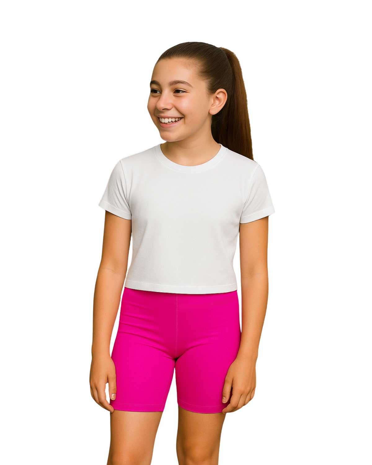 Girls Premium Fuchsia Polyester Cycling Shorts