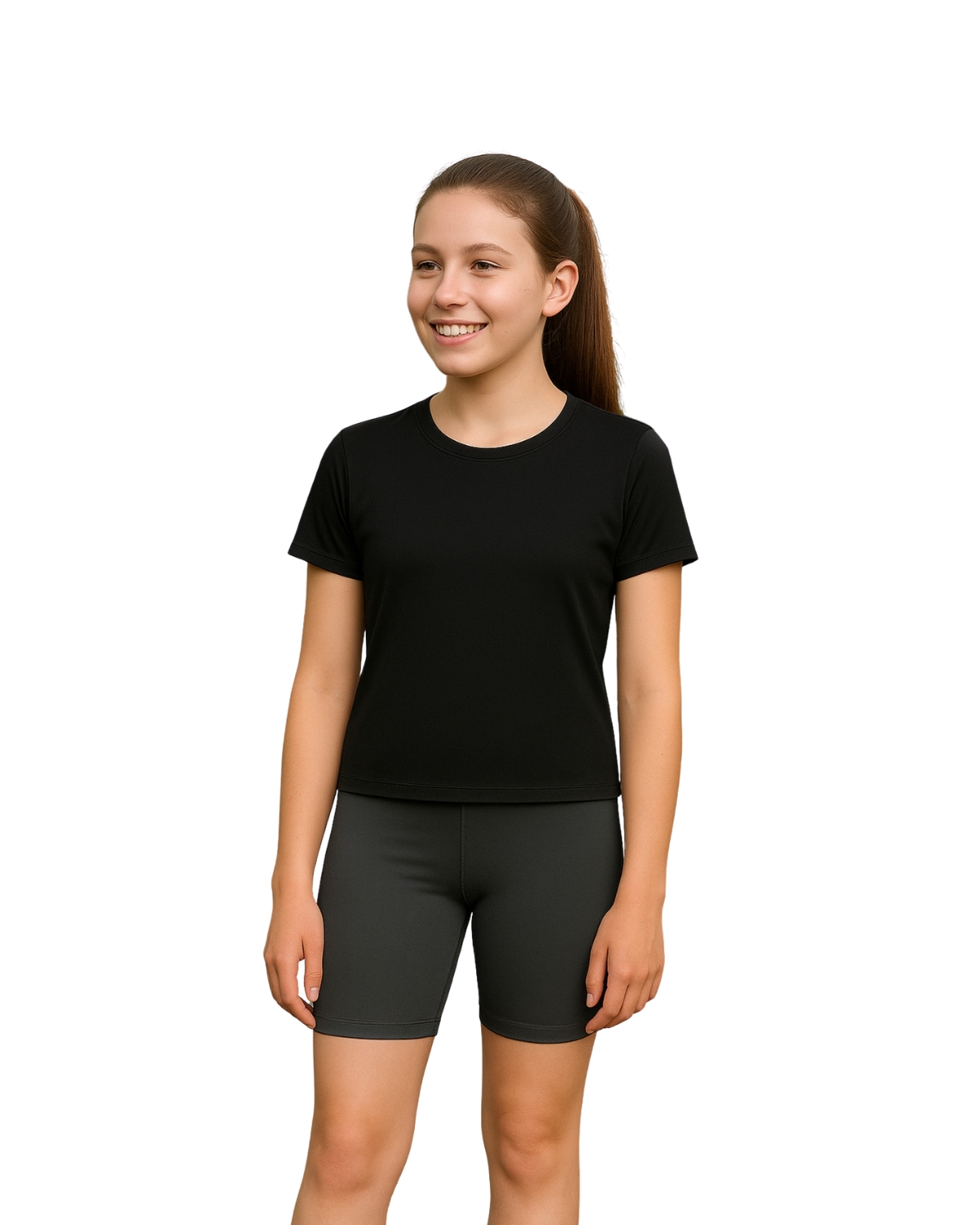 Girls Preimum Grey Polyester Cycling Shorts