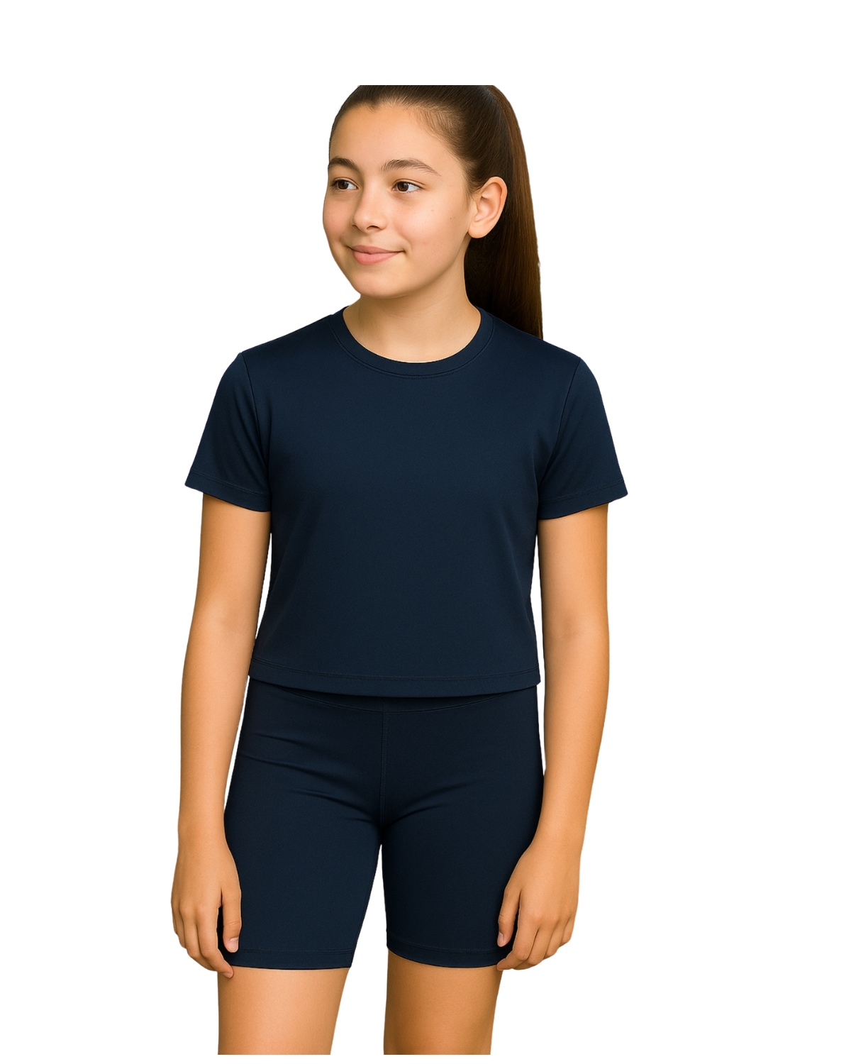 Girls Navy Blue Premium Polyester Cycling Shorts