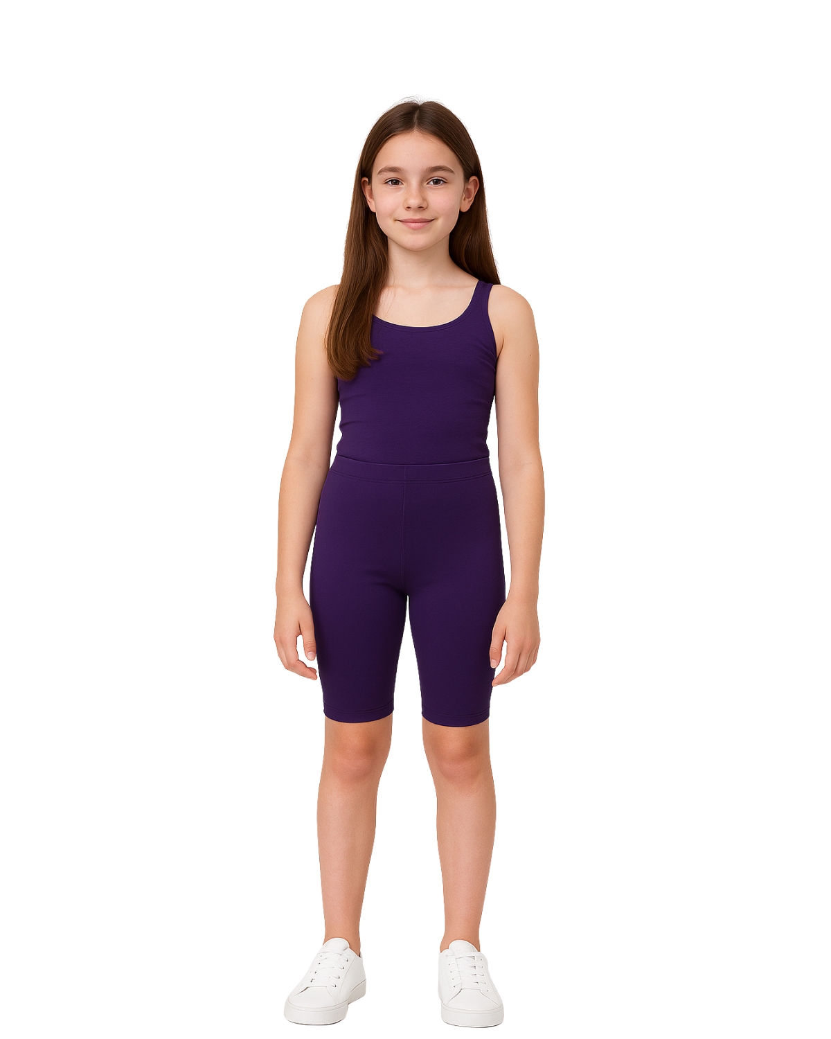 Girls Preimum Purple Polyester Cycling Shorts